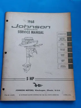 Jm-6803 Johnson 1968 Outboard Motor Service Manual 5hp No
