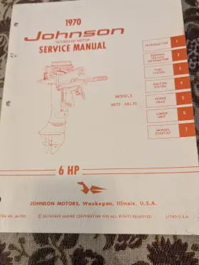 Jm-7003 Johnson Marine Boat 6 Hp 1970 Outboard Motor Service Manual Item No