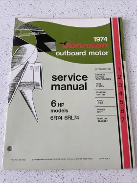 Jm-7403 Johnson Vintage 1974 Outboard Motor 6 Hp Models Service Manual #