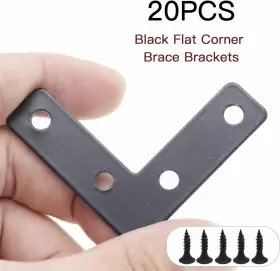 Wt-202304-34 Joyangy 20pcs Black L Flat Shape Braces Corner Bracket 50x50 Mm #3