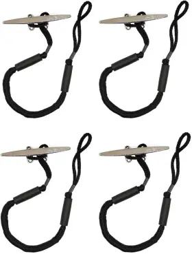 Jranter 734391021107 Bungee Dock Lines - Boat Accessories 4 Feet Shock Cords 3.5-5.5 Ft Black