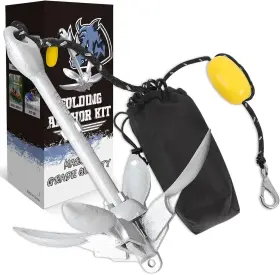 Ba100 Linkloos Boat Kayak Anchor Kit 40ft Rope And Storage Bag - Accessories 3.5 Lbs Silver