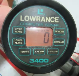 3400 Lowrance Depth Finder Digital Display Gauge 2 1/2 Inch And Transducer Module