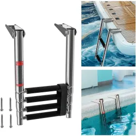 0764 Lusiladder Luisladders Boat Ladder 4 Step Folding Silver And Black Telescoping Steps
