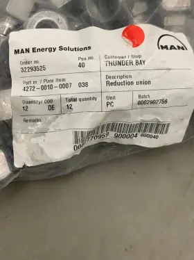 4272-0010-0007 Man Energy Solutions Reduction Union Marine Connector New 12 Qty #3