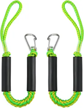 240601 Manifish 2 Pk Green Bungee Dock Lines For Boats 2ft With 316 Stainless Ft Black