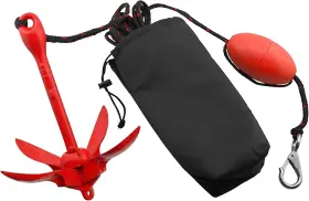 Marinenow 793945644568 Portable Folding Grapnel Anchor Kit 3.5 Lb 25 Ft Red