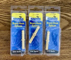 7-0318 Marpac Lot Of 3 Brass Hose Splicer 5/16 Barbs