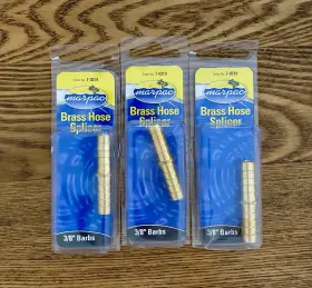 7-0319 Marpac Lot Of 3 Brass Hose Splicer 3/8 Inch Barbs