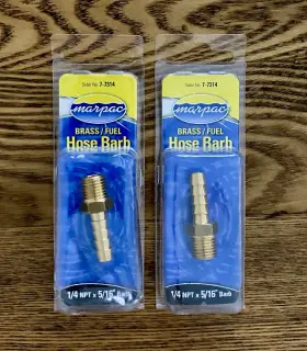 7-7314 Marpac Lot Of 2 Brass Fuel Hose Barb 1/4 Npt X 5/16 Inch Male Thread