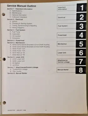 90-852572r1 Mercruiser Used 1998 Oem / Mariner Service Manual 40/50/55/60 Hp # #2