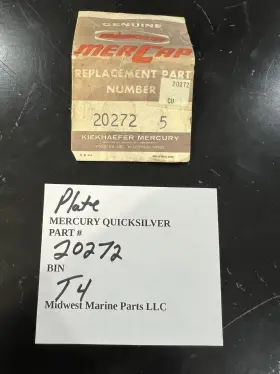 20272 Mercury Quicksilver Plate Qty 1 Oem Inch New Old Stock T4 2-25