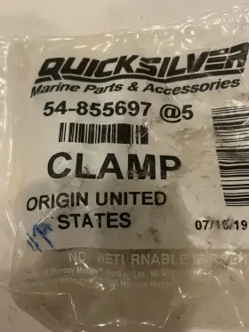 54-855697 Mercury New Mercruiser Quicksilver Oem Part # Clamp Bag Of 5 R1107