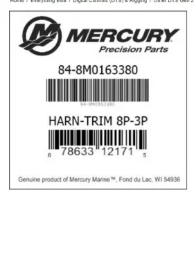 84-8m0163380 Mercury Harn - Trim 8p-3p Oem New