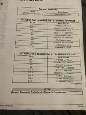 90-818177-3 Mercury Oem 2001 Mercury/mercruiser Sterndrive Service Manual #14 #2