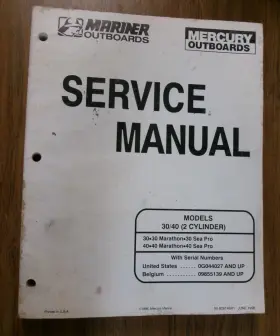 N90-826148r1 Mercury 90-826148r1 Oem 1996 Outboard Service Manual Models 30/40 2 Cylinder S/n90-826148r1