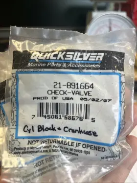 21-891664 Mercury Quicksilver New Oem Drain Fitting Valve Check R10