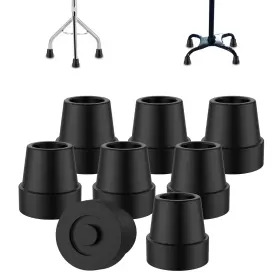 Mfe-quadcanetip-8pk-hi-16mm Mfe Quad Cane Tip 8 Pack Non-slip Durable Rubber 5/8 Inch Black