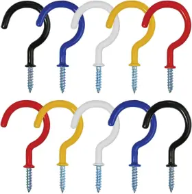 Ch030 Millennial Essentials Vinyl Coated Screw-in Ceiling Hooks Cup 2.9 Inches Assorted 30 Pack
