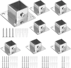 Morningro-qsgj764 Morningro 8 Pcs Square Post Bases 1 Inch X Stainless Steel Flange Anchor Silver
