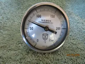 Bsd-69 Nicson Water Thermometer Temp Gauge 2 1/4 Inch 0-250 Deg. Used Working Boat