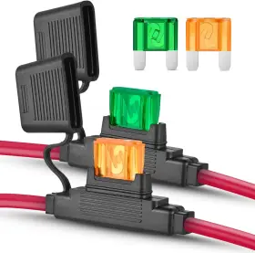 50104b Nilight 2pcs Inline Maxi Fuses 10awg Fuse Holder Black And Red