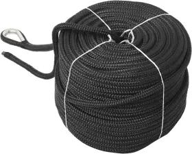 Novelbee 733810555315 1/2 Inch X 300ft Double Braid Nylon Anchor Line With Stainless Black