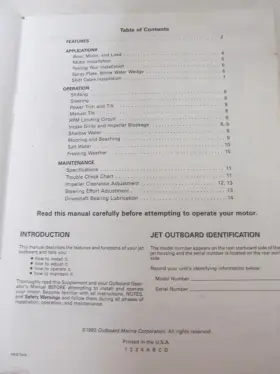 212339 Omc Jet Outboard Operation And Maintenance Manual Supplement #2