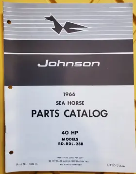 381418 Omc 1966 Johnson 40 Hp Parts Catalog Sea-horse P/n