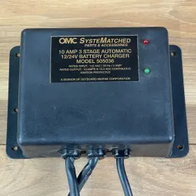 505036 Omc Systematched Boat Battery Charger Black 10a 12/24v 3 Stage Automatic