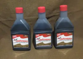 772348 Omc Vintage Lot Of 3 Quarts Johnson 2 Cycle Outboard Oil P/n Tcw3