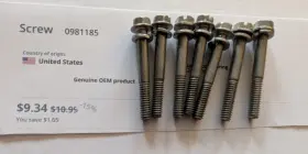 0981185 Omc 981185 Evinrude Johnson Screw Oem New Factory Boat Parts D1