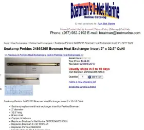 24865265 Perkins Heat Exchanger Insert 2 Inch X 32.5 Mani-cooler Tubestack