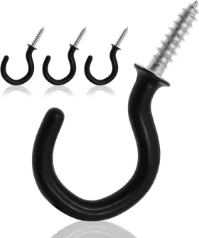 11210630 Phituoda 50pcs 1-inch Cup Hooks Ceiling Plastic-covered Metal 1 Inch Black