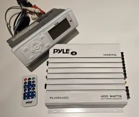 Plmra400 Pyle Plmr14bw Marine Deck Radio And Amp Bundle