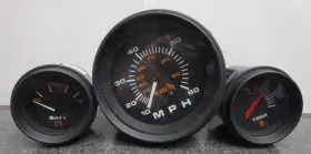 15117a1 Quicksilver Mercury Boat Guage Lot Of 3 Mph Batt And Trim Untested Vintage Gauges
