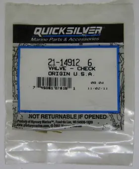 21-14912 Quicksilver New Mercury Marine Boat Oem Check Valve Part No. 6