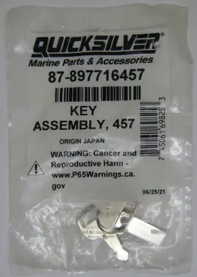 87-897716457 Quicksilver New Mercury Marine Boat Oem Key Set 457 Part No