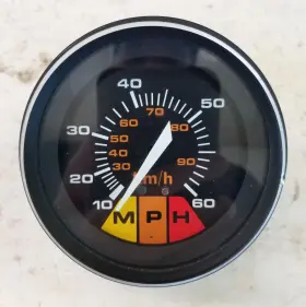 91037b1 Quicksilver Vintage Marine Speedometer 10-60 Mph 0389