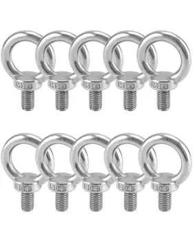 8864 Qwork 10 Pack Stainless Steel M10 X 18mm Shoulder Lifting Ring