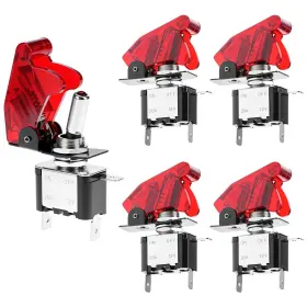 Ca35469 Qwork 12v Led Toggle Switch With Safety Cover 5 Sets Heavy Duty 20a Spst