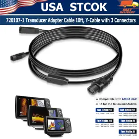 720107-1 Ra-auto Transducer Adapter Cable 10ft Y-cable For Helix 8/9/10/12/15fish Finder