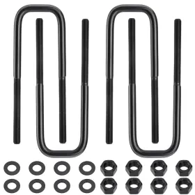 11029082 Racewill 4pcs Extended Square Bend U-bolts 9.5 Long X 2.5 Wide 9/16 Threads Black
