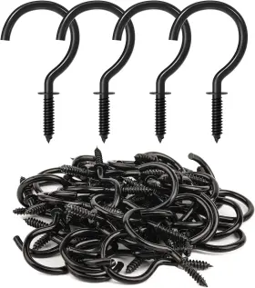 4bsh01 Relbro Hr1-1/4bsh01 50 Pcs Screw Hooks 1-1/4 Inch Cup In Black