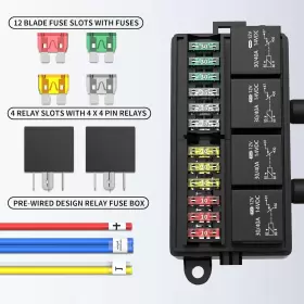 Rb-r4f12-w1-4p Rvboatpat 12 Volt Fuse Relay Box Pre-wired And With 4 Relays Way #2 Rb-r4f12-w1-4p Rvboatpat 12 Volt Fuse Relay Box Pre-wired And With 4 Relays Way #2