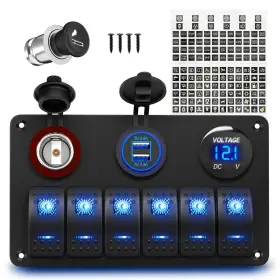 Sh-pn-l6s3-4 Rvboatpat 6 Gang Marine Switch Panel Boat Waterproof 12v Rocker