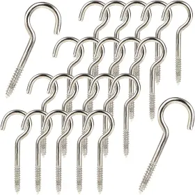 566897 Salbsever 50pcs Heavy Duty 2 Inch Metal Cup Hook - Round End Self Tapping Screw Silver