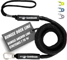 Sand Shark Sandsharkanchor.com 662225726310 Sandshark Premium Anchor Bungee Dock Line. Boat Accessories 7-14ft Black