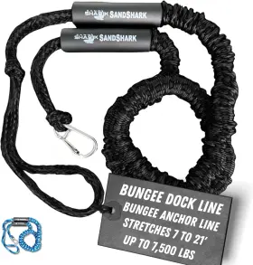 Sandshark 615629983773 7-21ft Premium Anchor Bungee Dock Line. Boat Black
