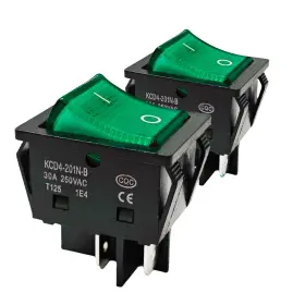 Kcd4 Sanfay 30a 250v Rocker Switch Dpst 4 Pin Green Lighted 120v Toggle